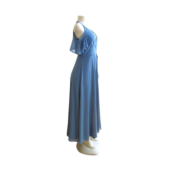 Lulus Blue Wrap Maxi Dress w Off the Shoulders Sleeves in Size XXS - Picture 7 of 9